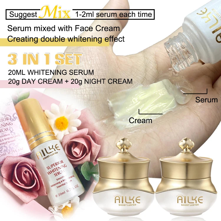 AILKE Anti-Aging Wrinkle Whitening Skin Care Face Cream With Collagen Rose Moisturizing Brightening Women Facial Korean Cosmetic