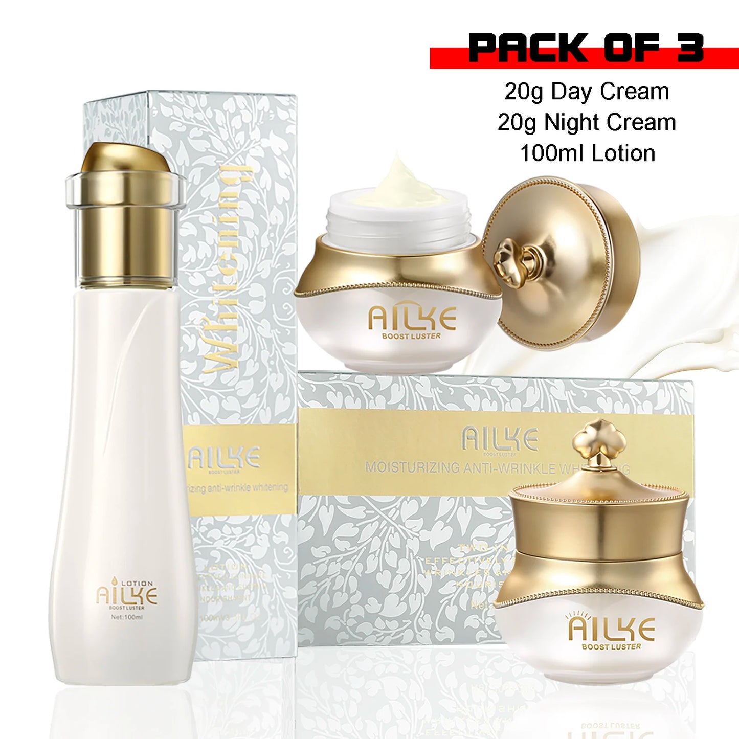 AILKE Anti-Aging Wrinkle Whitening Skin Care Face Cream With Collagen Rose Moisturizing Brightening Women Facial Korean Cosmetic